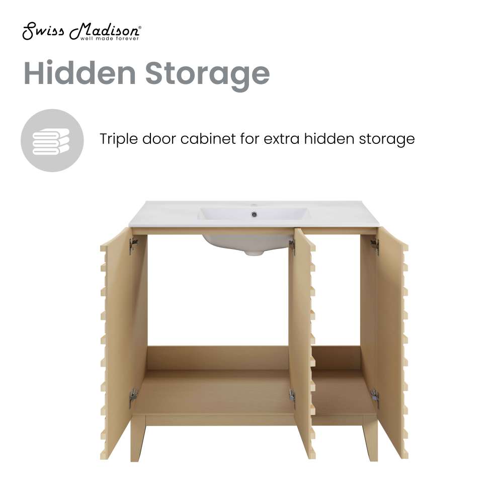 Cascade 36" Bathroom Vanity in Natural Oak