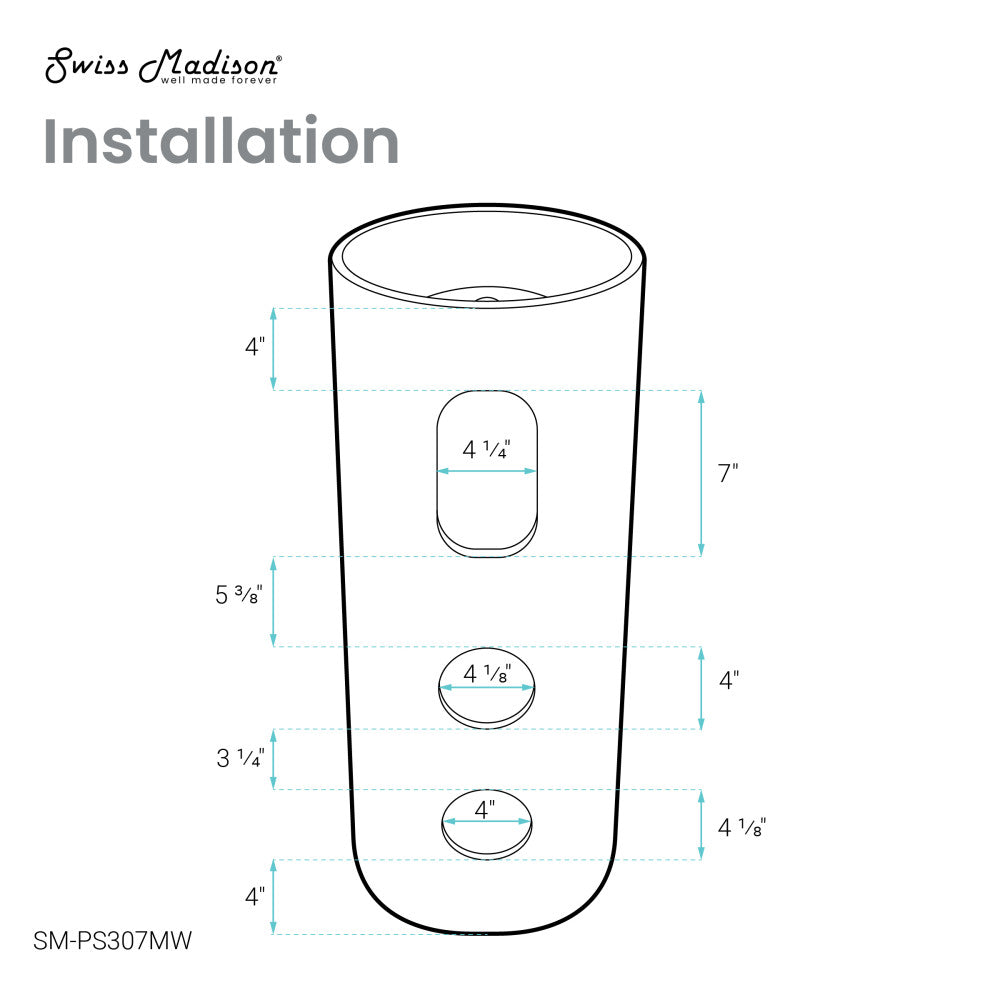 Monaco Circular Basin Pedestal Sink in Matte White