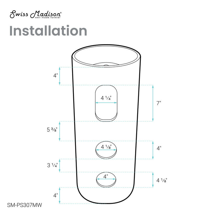 Monaco Circular Basin Pedestal Sink in Matte White
