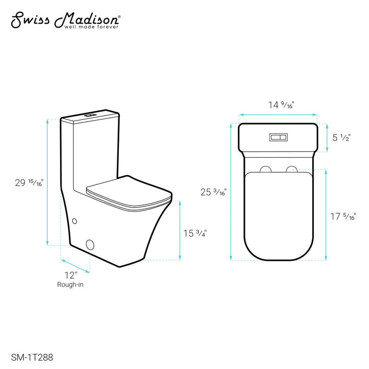 Eclair One-Piece Square Toilet Dual-Flush 0.8/1.28 gpf