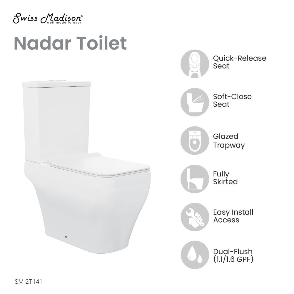 Nadar Two-Piece Elongated Toilet Dual-Flush 1.1/1.6 gpf