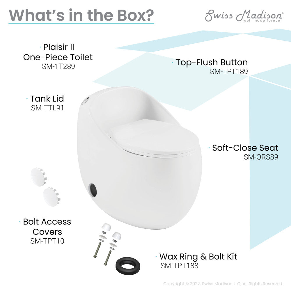 Plaisir II One-Piece Elongated Toilet Top Flush 1.28 GPF