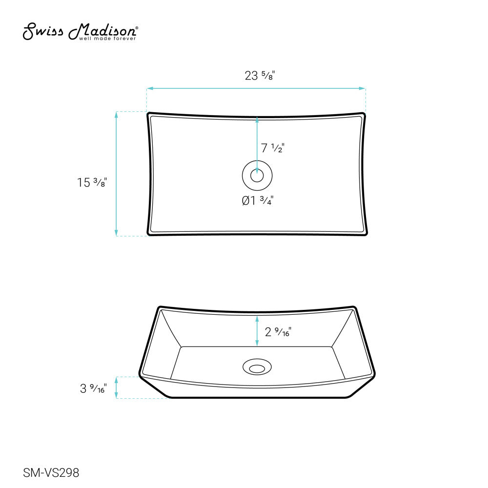 Annecy 23.5” Rectangle Vessel Bathroom Sink