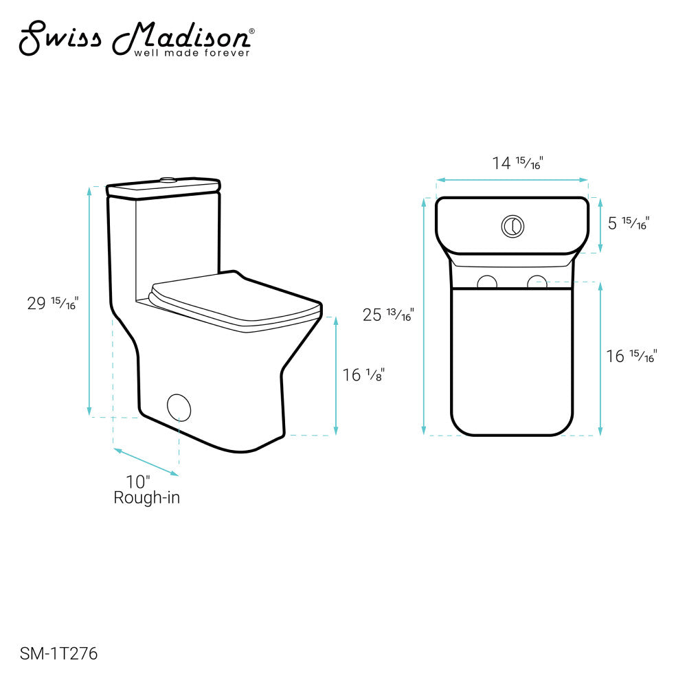 Carre One-Piece Square Toilet Dual-Flush 1.1/1.6 gpf with 10" Rough-In