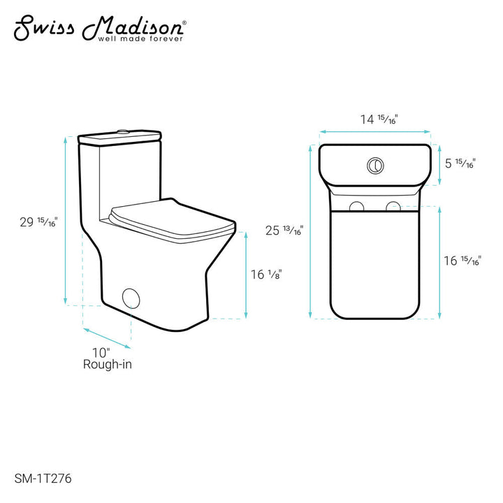 Carre One-Piece Square Toilet Dual-Flush 1.1/1.6 gpf with 10" Rough-In