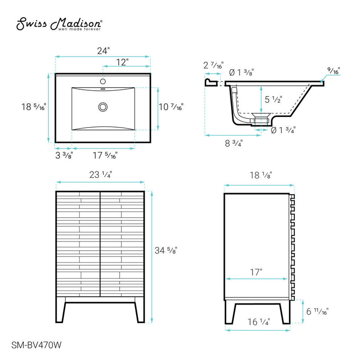 Cascade 24'' Bathroom Vanity in White