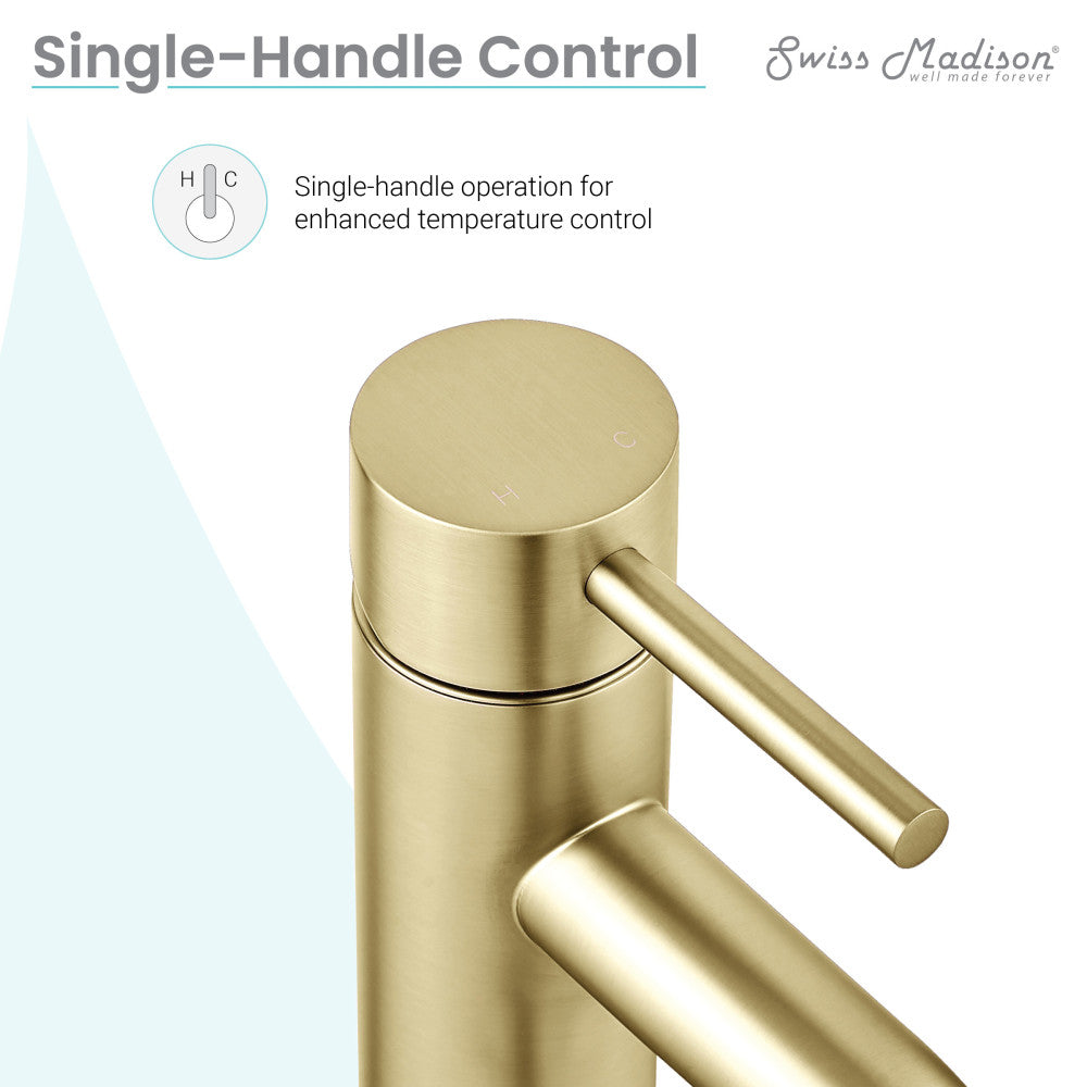 Ivy Single Hole, Single-Handle, High Arc Bathroom Faucet in Brushed Gold