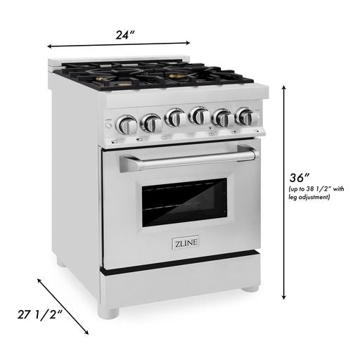ZLINE 24" 2.8 cu. ft. Range W/ Gas Stove and Oven in Stainless Steel W/ Brass Burners