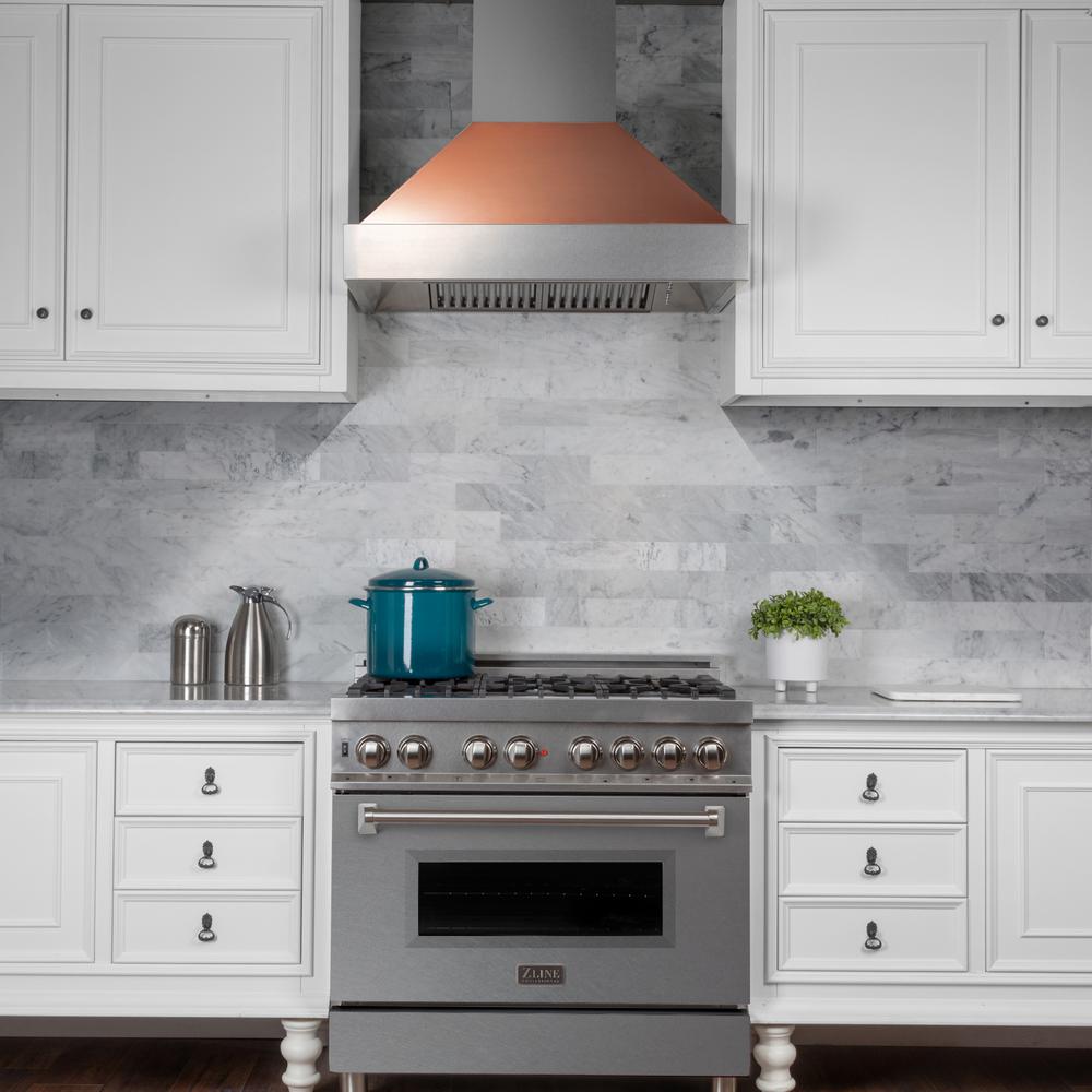 Snow Finish Range Hood with Copper Shell (8654C-36)  36"