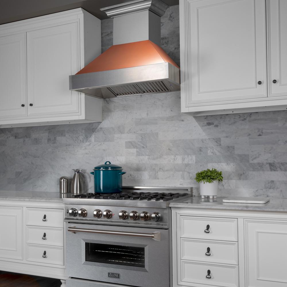 Snow Finish Range Hood with Copper Shell (8654C-36)  36"