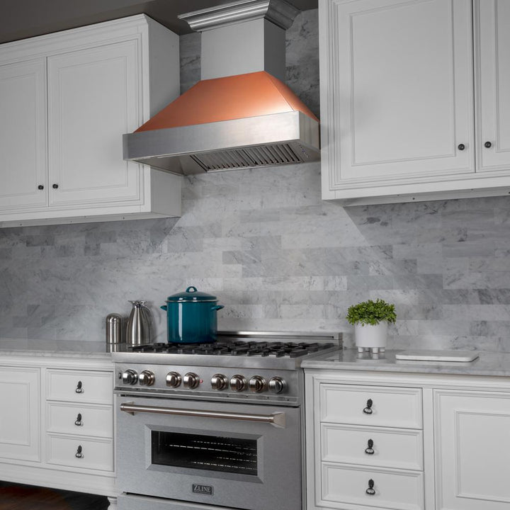 Snow Finish Range Hood with Copper Shell (8654C-36)  36"