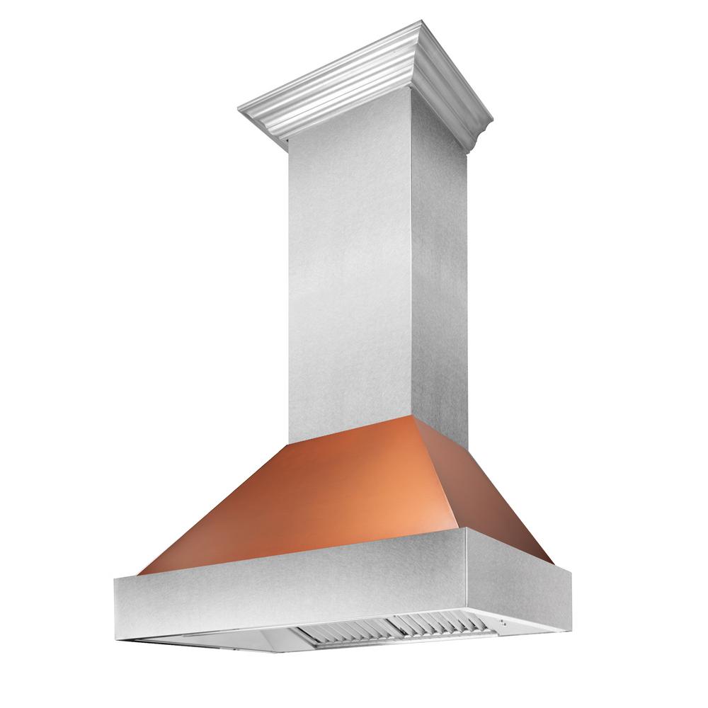 Snow Finish Range Hood with Copper Shell (8654C-36)  36"