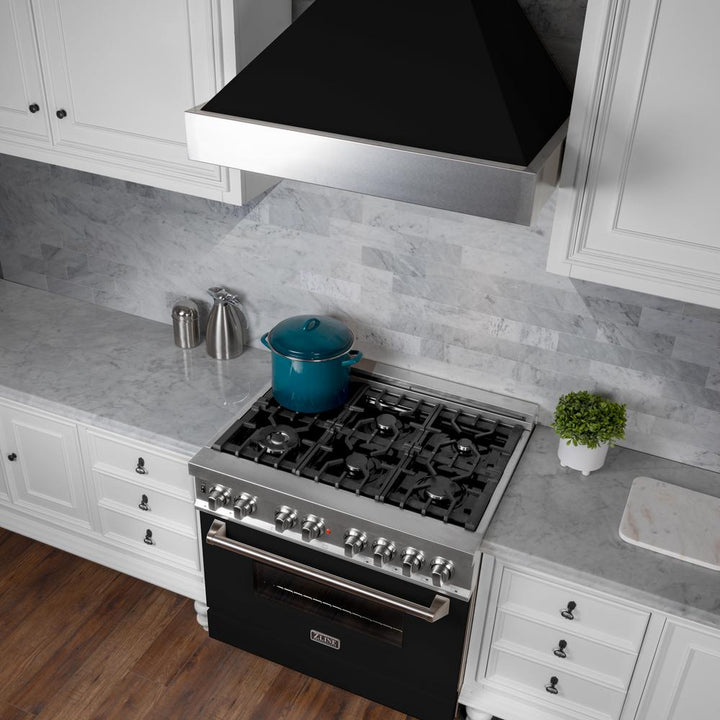 Snow Finish Range Hood with Black Matte Shell (8654BLM-30)  ZLINE 30"