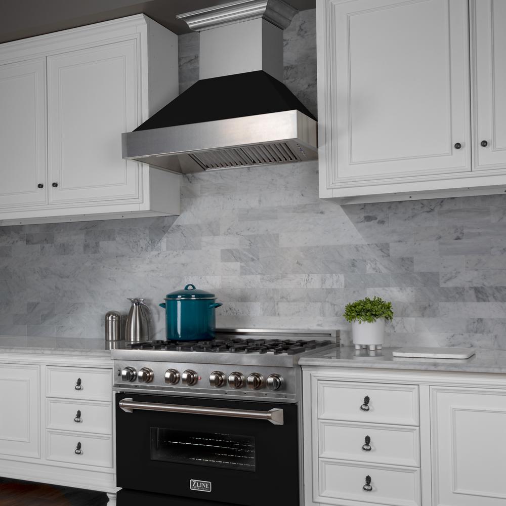 Snow Finish Range Hood with Black Matte Shell (8654BLM-30)  ZLINE 30"