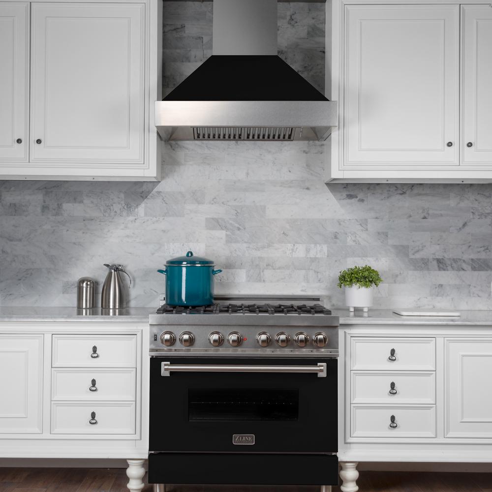 Snow Finish Range Hood with Black Matte Shell (8654BLM-30)  ZLINE 30"