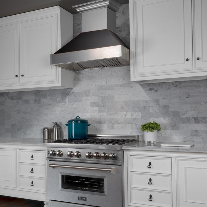 ZLINE 30" Snow Finish Range Hood with Oil Rubbed Bronze Shell