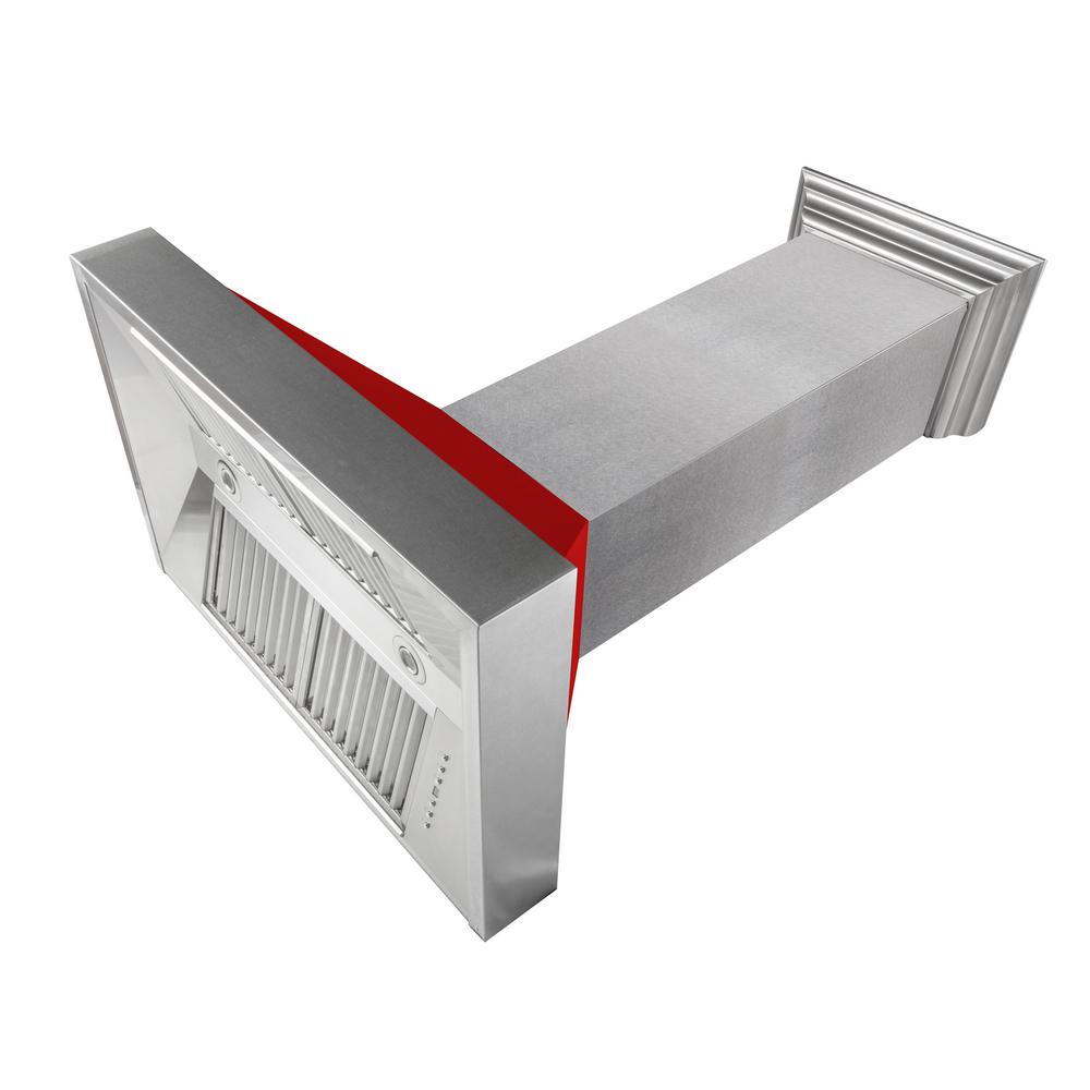 Snow Finish Range Hood with Red Matte Shell (8654RM-30)  30"