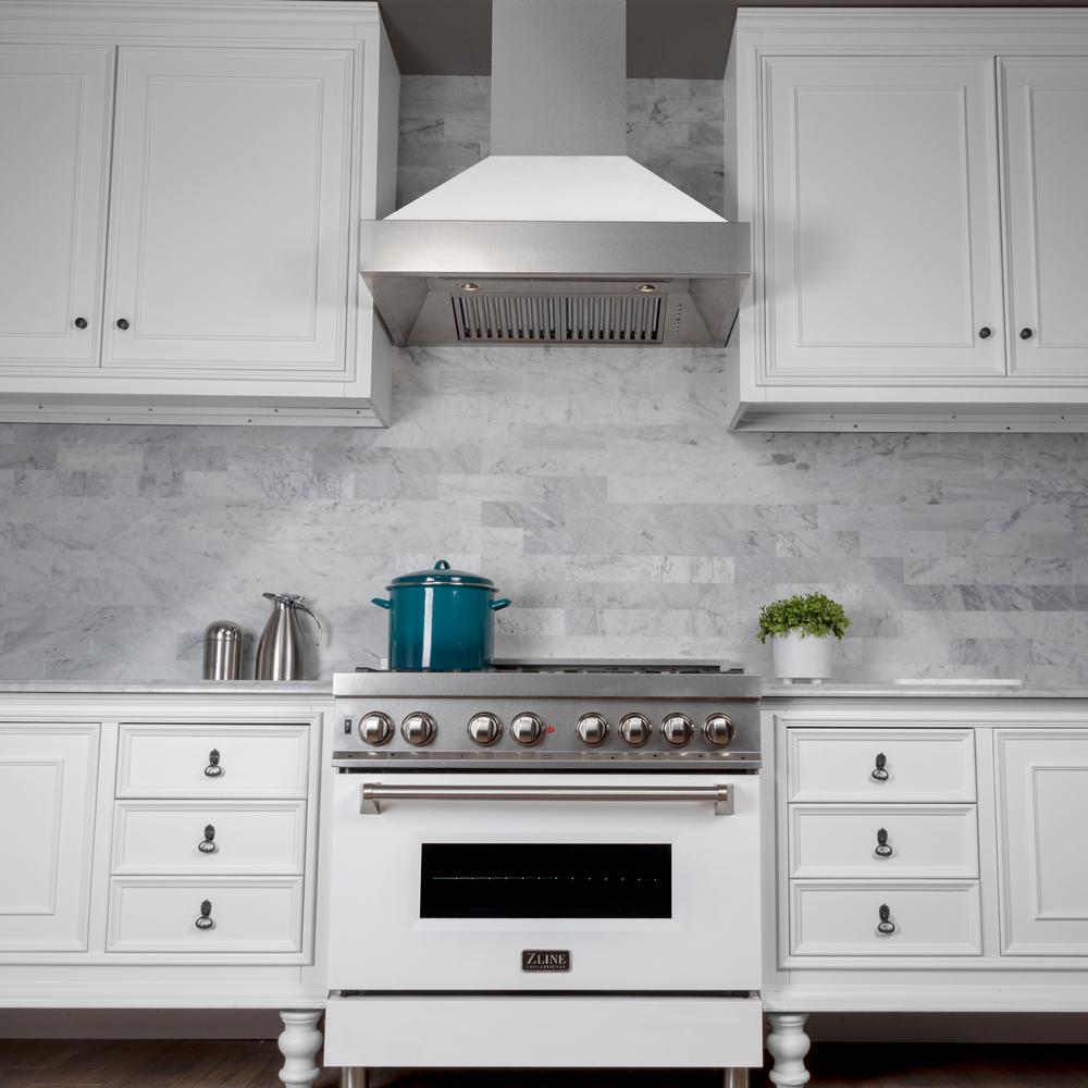 Snow Finish Range Hood with White Matte Shell (8654WM-30)  30"