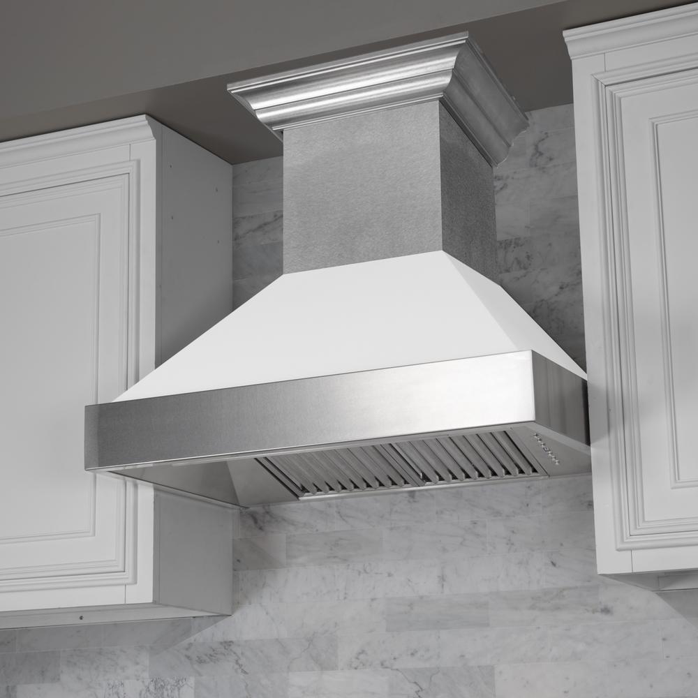 Snow Finish Range Hood with White Matte Shell (8654WM-48)  48"