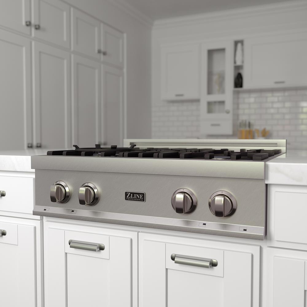 Porcelain Rangetop in Snow Stainless with 4 Gas Burners (RTS-30)  ZLINE 30