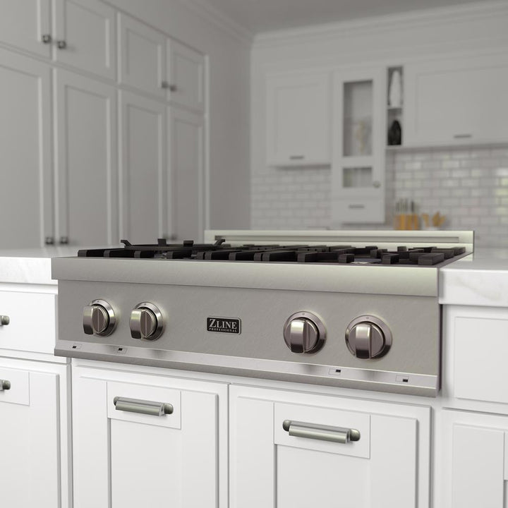 Porcelain Rangetop in Snow Stainless with 4 Gas Burners (RTS-30)  ZLINE 30