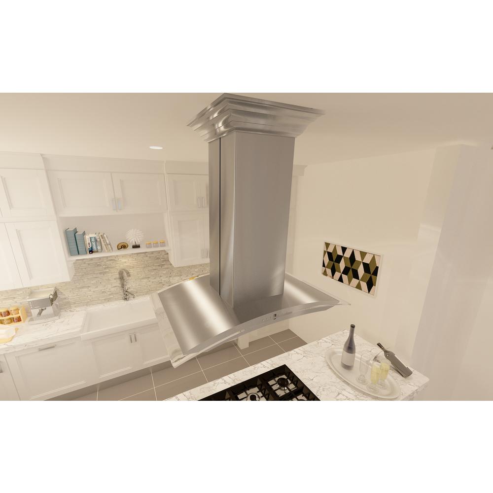 Island Mount Range Hood in Snow Finished Stainless Steel & Glass (8GL14iS-30)  ZLINE 30 in.