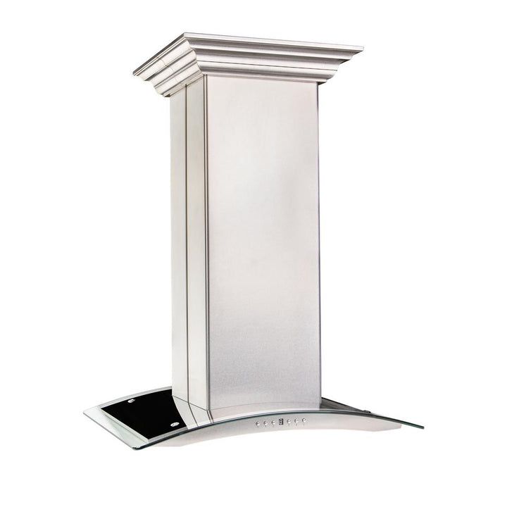 Island Mount Range Hood in Snow Finished Stainless Steel &amp; Glass (8GL14iS-30)  ZLINE 30 in.