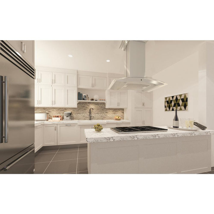 Island Mount Range Hood in Snow Finished Stainless Steel &amp; Glass (8GL14iS-30)  ZLINE 30 in.