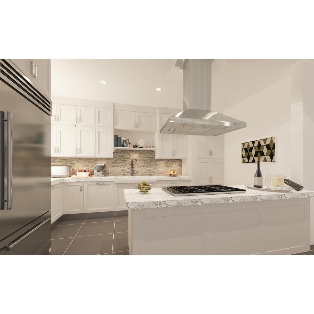 Designer Series Snow Finished Stainless Steel Island Mount Range Hood (8KL3iS-36)  ZLINE 36 in.