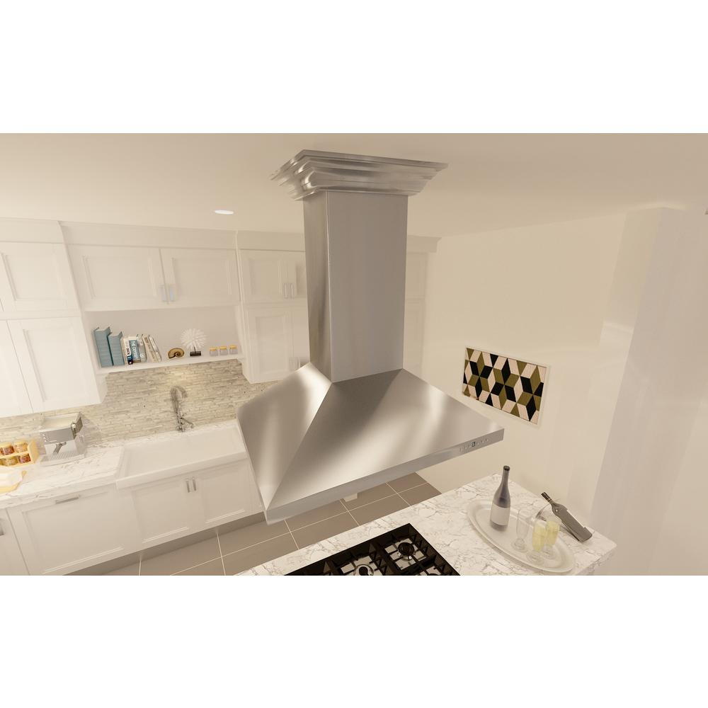Designer Series Snow Finished Stainless Steel Island Mount Range Hood (8KL3iS-36)  ZLINE 36 in.