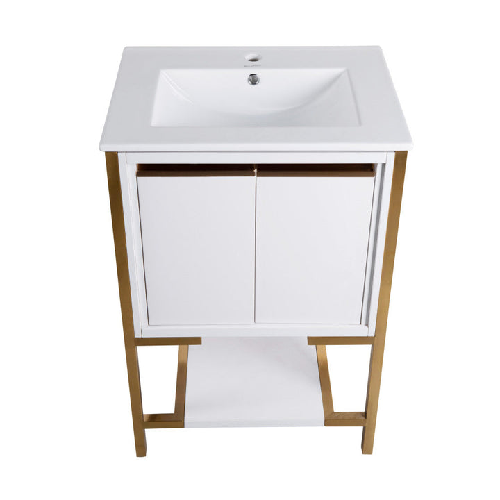 Marseille 24" Bathroom Vanity in White and Brushed Gold