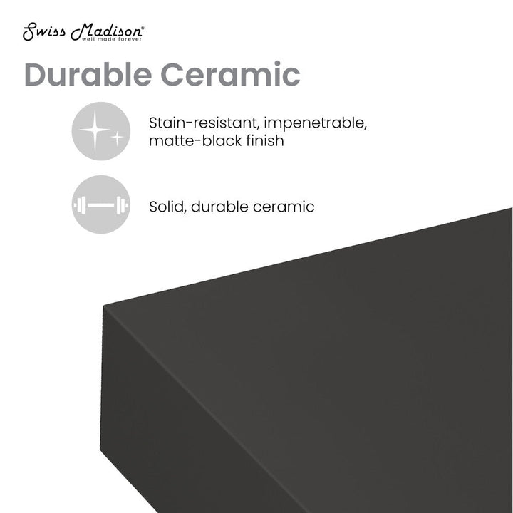 Chateau 30" Left Side Faucet Wall-Mount Bathroom Sink in Matte Black