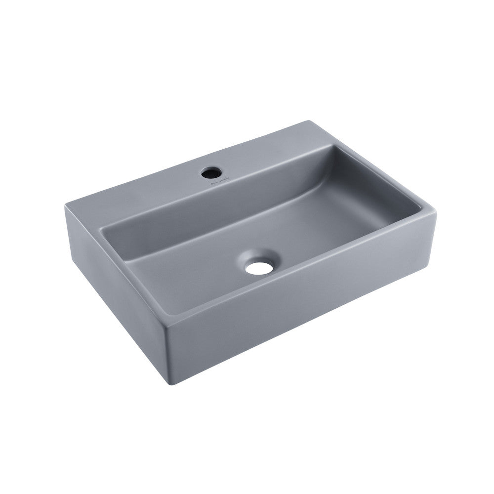Claire 20"  Rectangle Ceramic Vessel Sink in Matte Grey