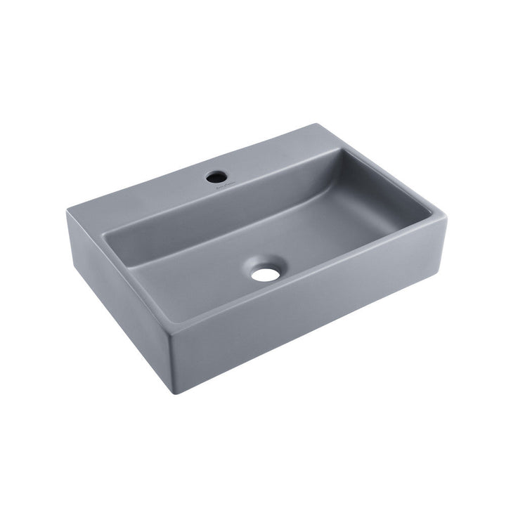 Claire 20"  Rectangle Ceramic Vessel Sink in Matte Grey