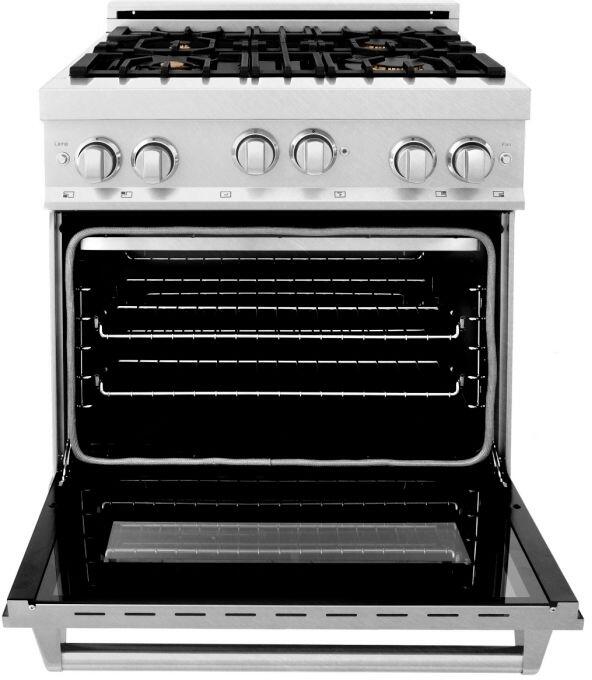 ZLINE 36" Gas on Gas Range in DuraSnow® Stainless Steel Brass Burners