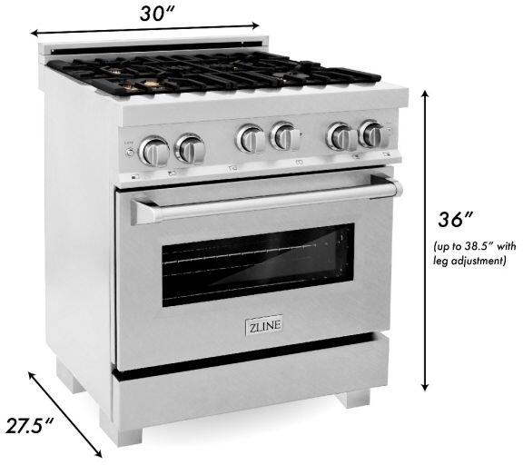 ZLINE 30" Range W/ Gas Stove and Gas Oven in DuraSnow® Stainless Steel