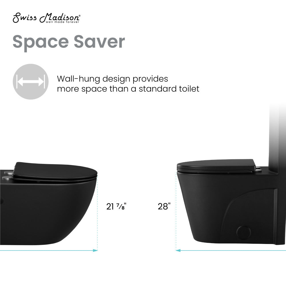 St.Tropez Wall-Hung Elongated Toilet Bowl in Matte Black