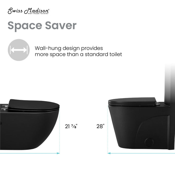 St.Tropez Wall-Hung Elongated Toilet Bowl in Matte Black