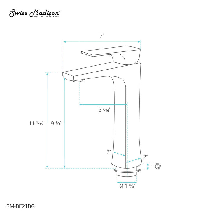 Monaco Single Hole, Single-Handle, High Arc Bathroom Faucet in Brushed Gold