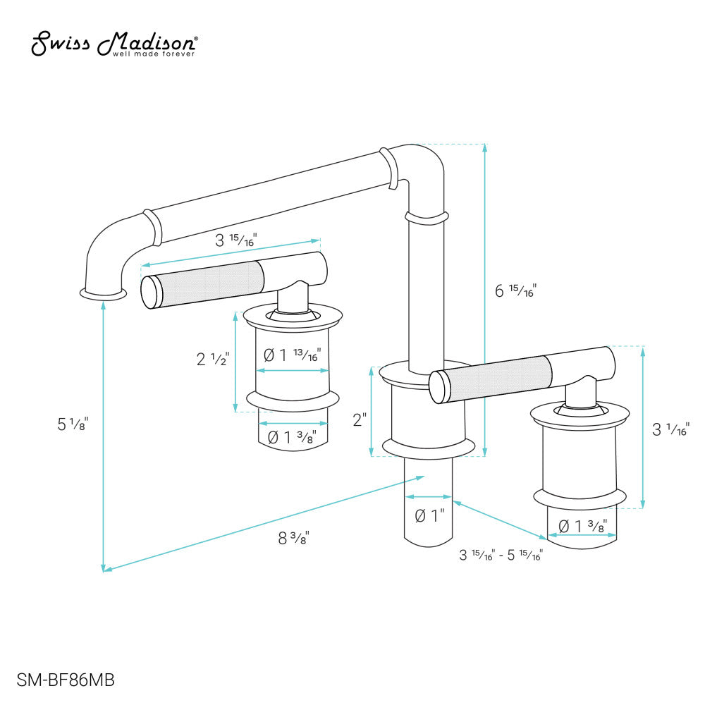 Avallon 8 in. Widespread, Sleek Handle, Bathroom Faucet in Matte Black