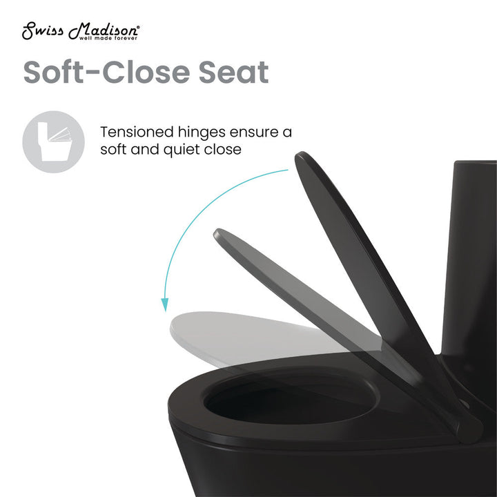 St. Tropez One-Piece Elongated Toilet Left Side Vortex Flush Handle in Matte Black 1.28 gpf