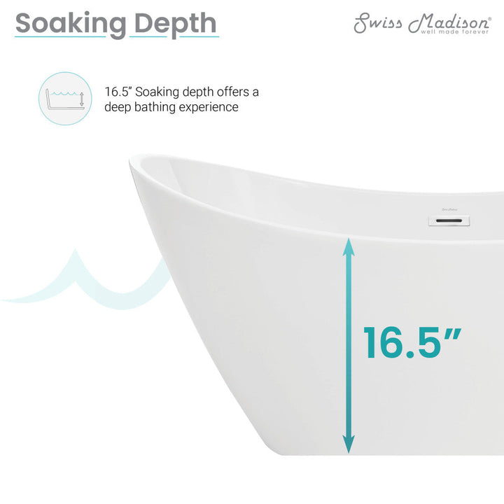 Ivy 60" Double Slipper Freestanding Bathtub