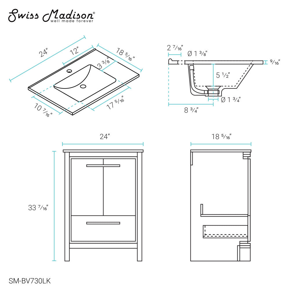 Virage 24 Freestanding, Bathroom Vanity in Natural Oak