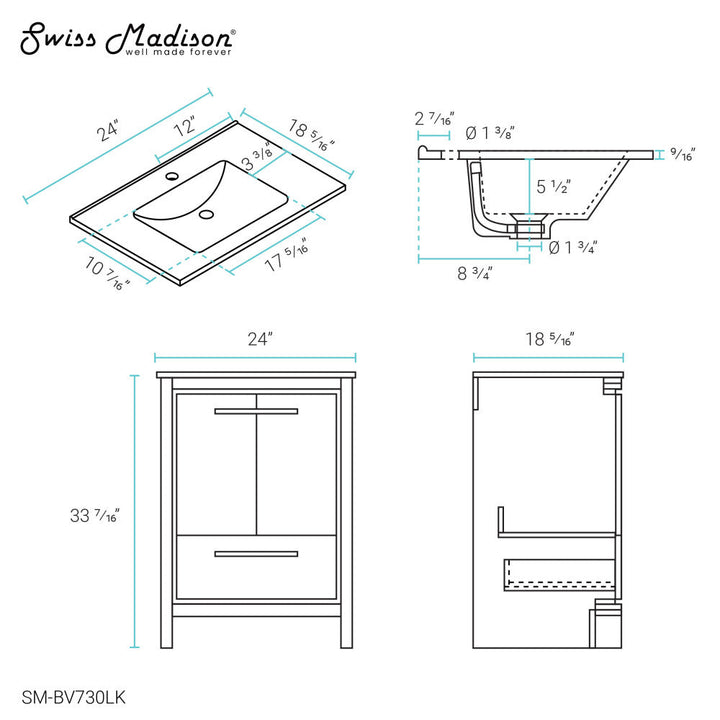 Virage 24 Freestanding, Bathroom Vanity in Natural Oak