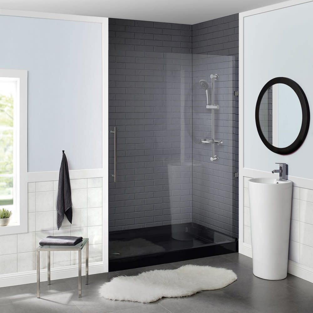 Voltaire 60" x 36" Acrylic Black, Single-Threshold, Left Drain, Shower Base