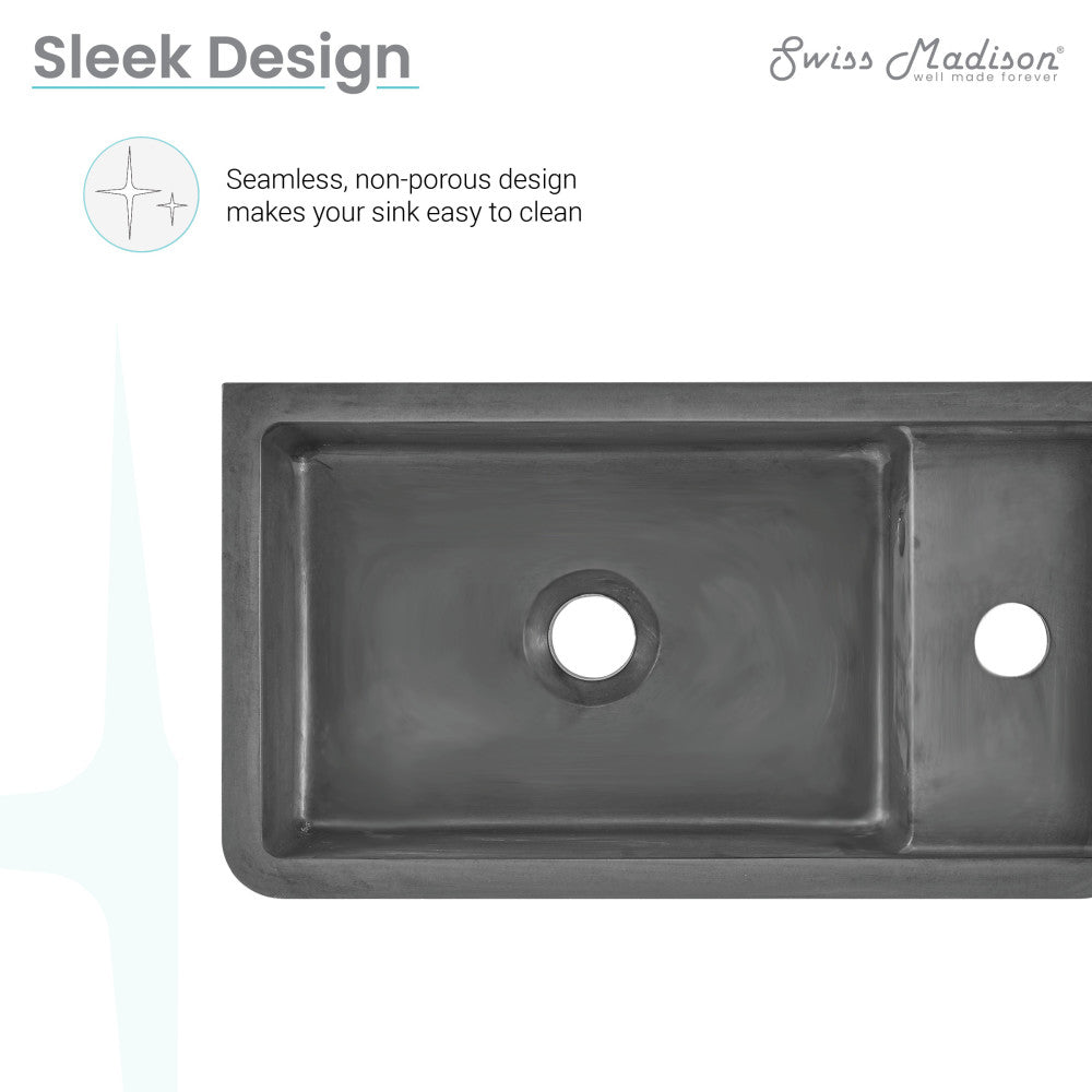 Lisse 16" Rectangle Concrete Wall-Mount Bathroom Sink in Dark Grey