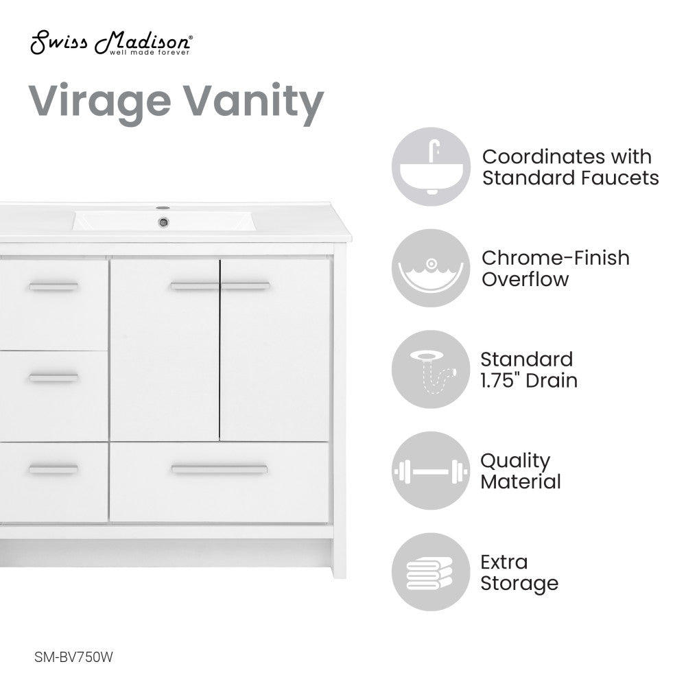 Virage 36 Freestanding, Bathroom Vanity in White