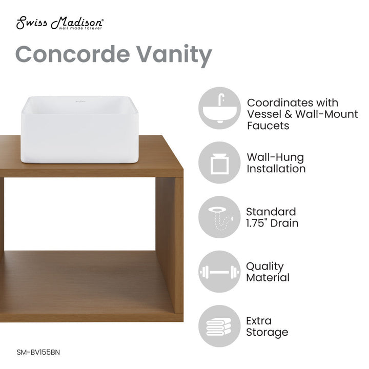 Concorde 24'' Wall-Hung Vanity In Brown Oak