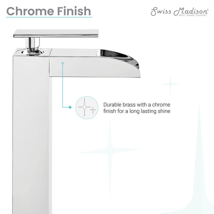 Concorde Single Hole, Single-Handle, High Arc Waterfall, Bathroom Faucet in Chrome