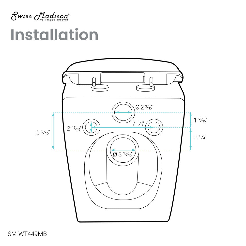 St.Tropez Wall-Hung Elongated Toilet Bowl in Matte Black